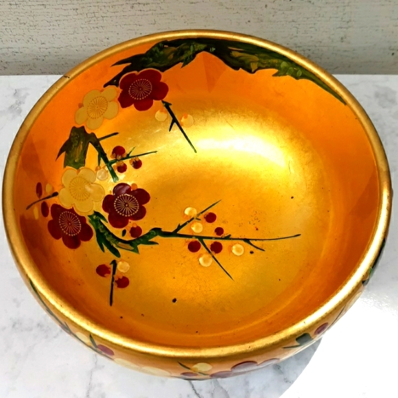 VTG HAND PAINTED JAPANESE LACQUERWARE BOWL - Picture 4 of 11